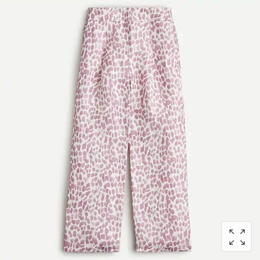 J. Crew linen-blend pant in lilac giraffe print
